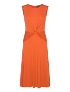 Twist-Front Jersey Dress Knälång Klänning Orange Lauren Ralph Lauren