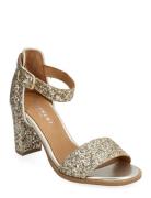 Silke Glitter Sandal Med Klack Gold Pavement