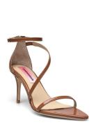 Amy Glittery Lacquer Sandal Med Klack Brown Custommade