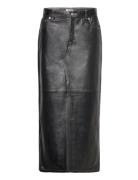 Leather Skirt Knälång Kjol Black Filippa K