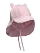 Summer Hat Ears Muslin Solhatt Pink Huttelihut