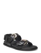 Le Black Leather Sandals Platta Sandaler Black ALOHAS