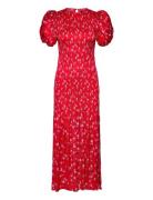 Printed Puff Sleeve Dress Maxiklänning Festklänning Red ROTATE Birger ...