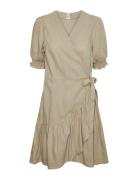 Yasflaxy Ss Wrap Dress Noos Kort Klänning Beige YAS