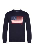 The Iconic Flag Sweater Tops Knitwear Round Necks Navy Polo Ralph Laur...