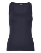 Cotton-Blend Tank Top Tops T-shirts & Tops Sleeveless Navy Lauren Ralp...