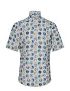 Eton Tennis Print Seersucker Short Sleeve Popover Shirt Multi/patterne...