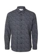 Selected Homme Slhslimfreddie-Camp Shirt Ls Mix B Marinblå