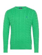 Cable-Knit Cotton Sweater Designers Knitwear Round Necks Green Polo Ra...