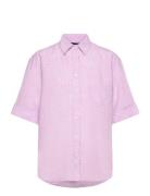 Rel Ss Linen Chambray Shirt Tops Shirts Short-sleeved Purple GANT