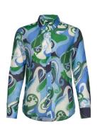 D1. Regular Paisley Cot Silk Shirt Tops Shirts Long-sleeved Blue GANT