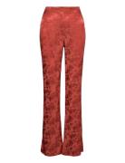 Jacquard Fluid Trousers Bottoms Trousers Flared Brown Mango