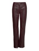 Leather Zipper Detail Pants Bottoms Trousers Leather Leggings-Byxor Bu...