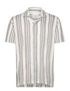 Knitted Resort Collar S/S Tops Shirts Short-sleeved Beige Lindbergh