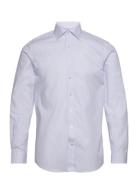 Technical Striped Shirt L/S Tops Shirts Business Blue Lindbergh Black