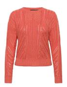 Pointelle-Knit Cotton-Blend Jumper Tops Knitwear Jumpers Orange Lauren...