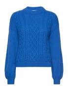 Vichinti O-Neck Cable Knit Top-Noos Tops Knitwear Jumpers Blue Vila