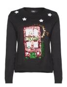 Onlxmas Sequins Bus Ls O-Neck Ex Knt Tops Knitwear Jumpers Black ONLY