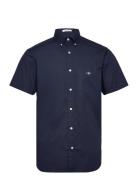 Reg Poplin Ss Shirt Tops Shirts Short-sleeved Navy GANT