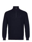 Polo Ralph Lauren Mesh-Knit Cotton Quarter-Zip Sweater Marinblå