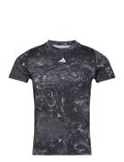 Tf Aop Tee Sport T-shirts Short-sleeved Black Adidas Performance