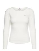 Slim 5X2 Rib O-Nk Ls Tops Knitwear Jumpers White Tommy Hilfiger