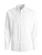 Jjesummer Linen Blend Shirt Ls Sn Tops Shirts Casual White Jack & J S