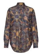 GANT Rel Rope Print Cot Silk Shirt Marinblå