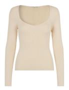 Solia Knit V-Neck Tops Knitwear Jumpers Beige Second Female