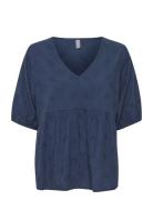 Cueve Blouse Tops Blouses Short-sleeved Navy Culture