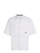 Seersucker Ss Shirt Tops Shirts Short-sleeved White Calvin Klein Jeans