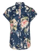 Relaxed Fit Floral Short-Sleeve Shirt Tops Shirts Short-sleeved Multi/...