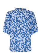 Fqebello-Blouse Tops Blouses Short-sleeved Blue FREE/QUENT