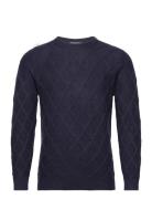 Man O-Neck Cable Sweater Designers Knitwear Round Necks Navy Davida Ca...