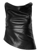 Leather-Effect Top Tops Blouses Sleeveless Black Mango