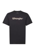 Logo Tee Tops T-shirts Short-sleeved Black Wrangler