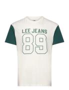 Raglan Varsity Tee Tops T-shirts Short-sleeved White Lee Jeans