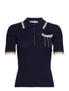 Knit Fitted Polo Shirt Tops T-shirts & Tops Polos Navy REMAIN Birger C...
