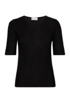Lyocell Rib Tee Designers T-shirts & Tops Short-sleeved Black House Of...