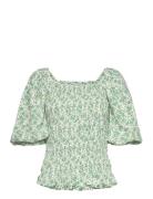 Rikka Top Tops Blouses Short-sleeved Green A-View