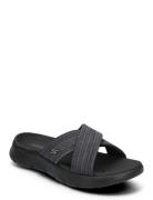 Womens Go Walk Flex Sandal Platta Sandaler Black Skechers