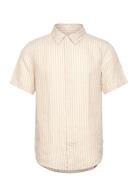 Kris Linen Ss Shirt Tops Shirts Short-sleeved Cream Les Deux