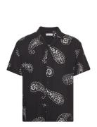 Jjjeff Abstract Print Resort Shirt Ss Tops Shirts Short-sleeved Black ...