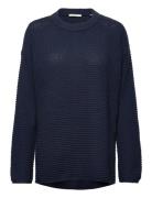 Textured Knitted Jumper Tops Knitwear Jumpers Navy Esprit Casual