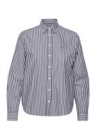 Reg Poplin Striped Shirt Tops Shirts Long-sleeved Navy GANT