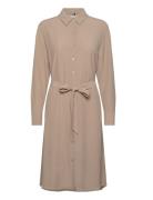 Tommy Hilfiger Fluid Viscose Crepe Knee Dress Beige