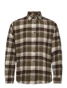 Slhregowen-Flannel Shirt Ls Check Tops Shirts Casual Khaki Green Selec...
