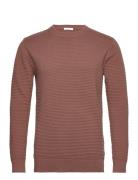 Vagn Regular Bubble Knit Crew Neck Tops Knitwear Round Necks Brown Kno...