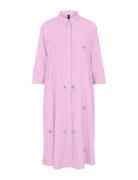 Yascrystal 3/4 Midi Dress S. - Ex Knälång Klänning Pink YAS