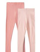 2 Rib Leggings Maddy Bottoms Leggings Pink Wheat